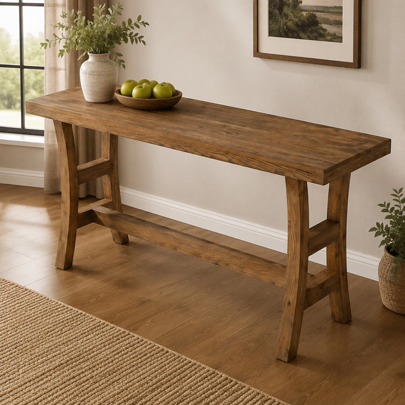 63-Inch Bar Table, Solid Wood Counter Height Pub Table for Kitchen Dining Bistro (Without Chair)