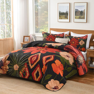 Ensemble de literie à motif de courtepointe Andho Floral Boho