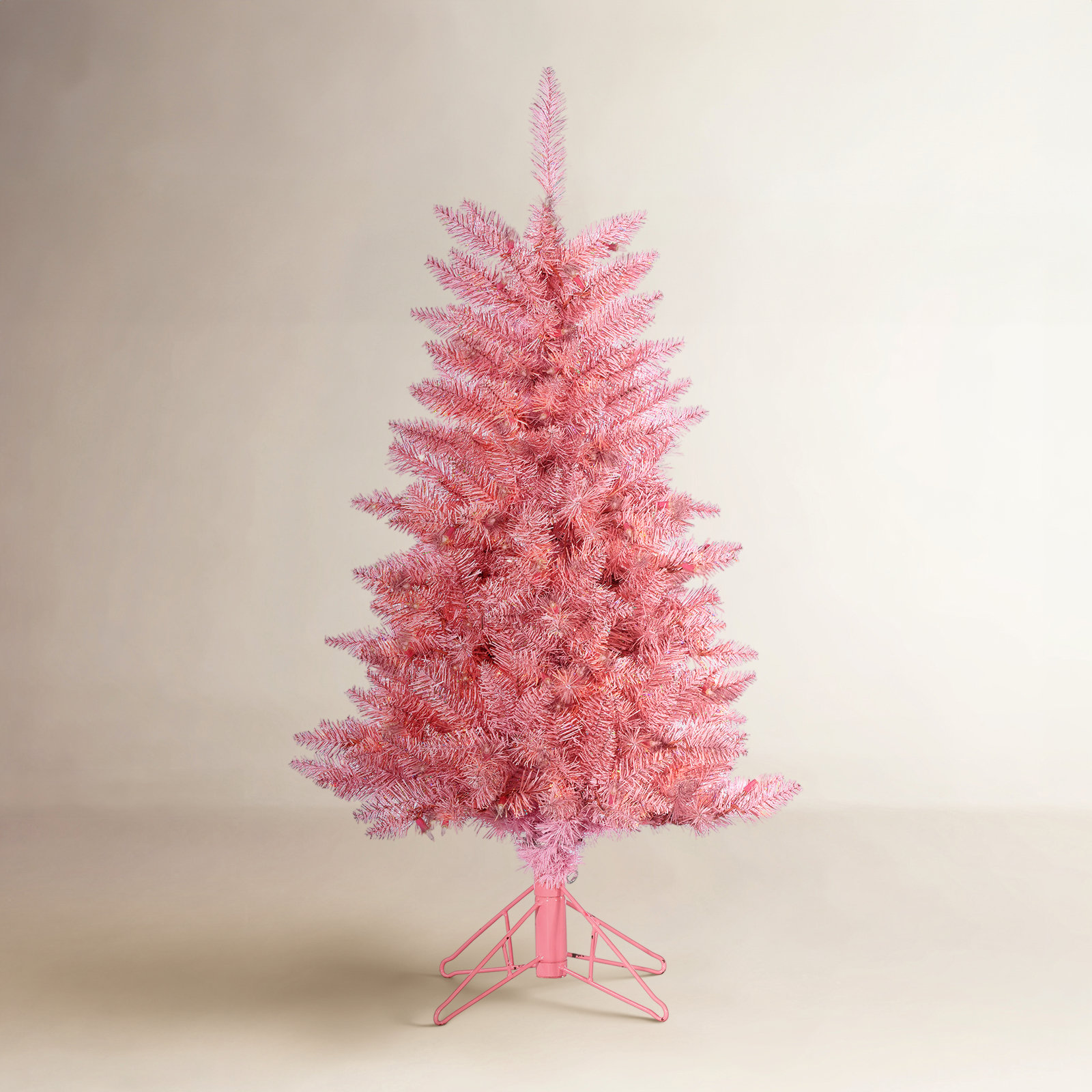 Levion Pink Pre-Lit Pine Christmas Tree, 48" H x 28" W x 28" D