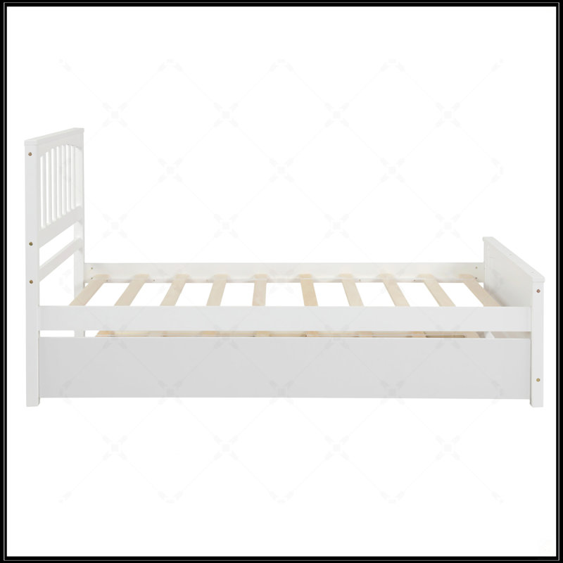 Lit plateforme simple avec lit gigogne, Blanc