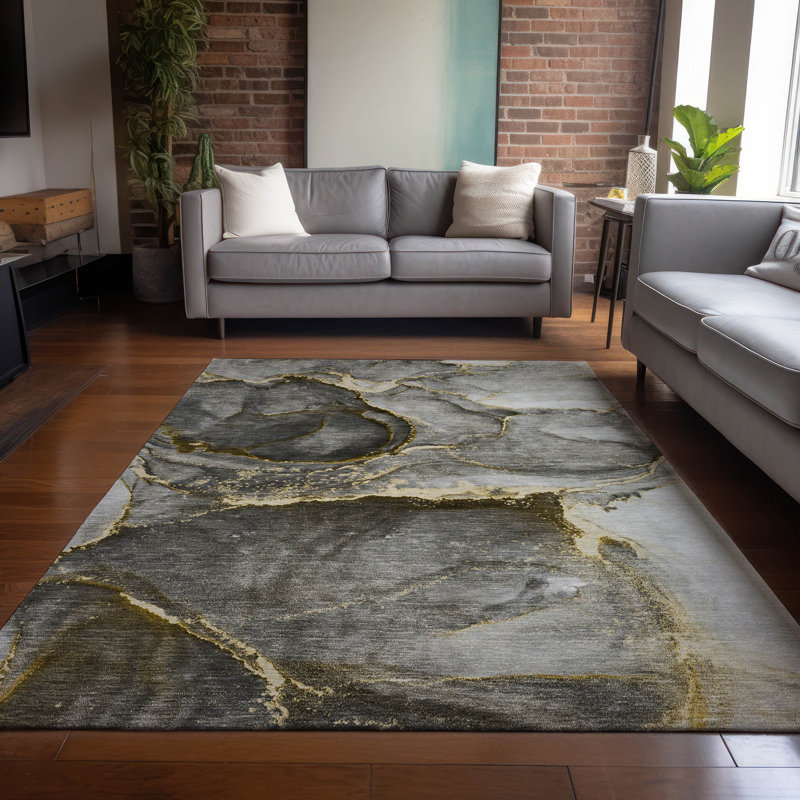 Alfonzo Washable Abstract Indoor / Outdoor Rug, Rectangle 9' x 12'
