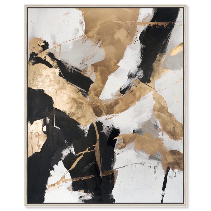 Toile «Cracked Gilt II» par Art Remedy, Cadre flottant, H 31 po x l 25 po, Black