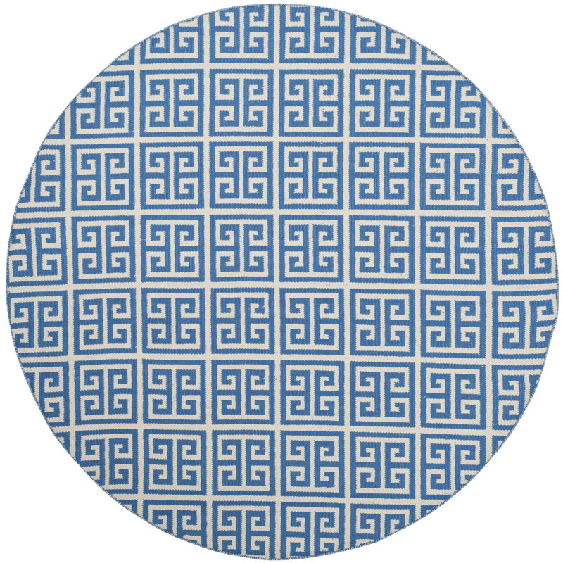 Royalton Hand Woven Cotton Geometric Rug, Round 6'