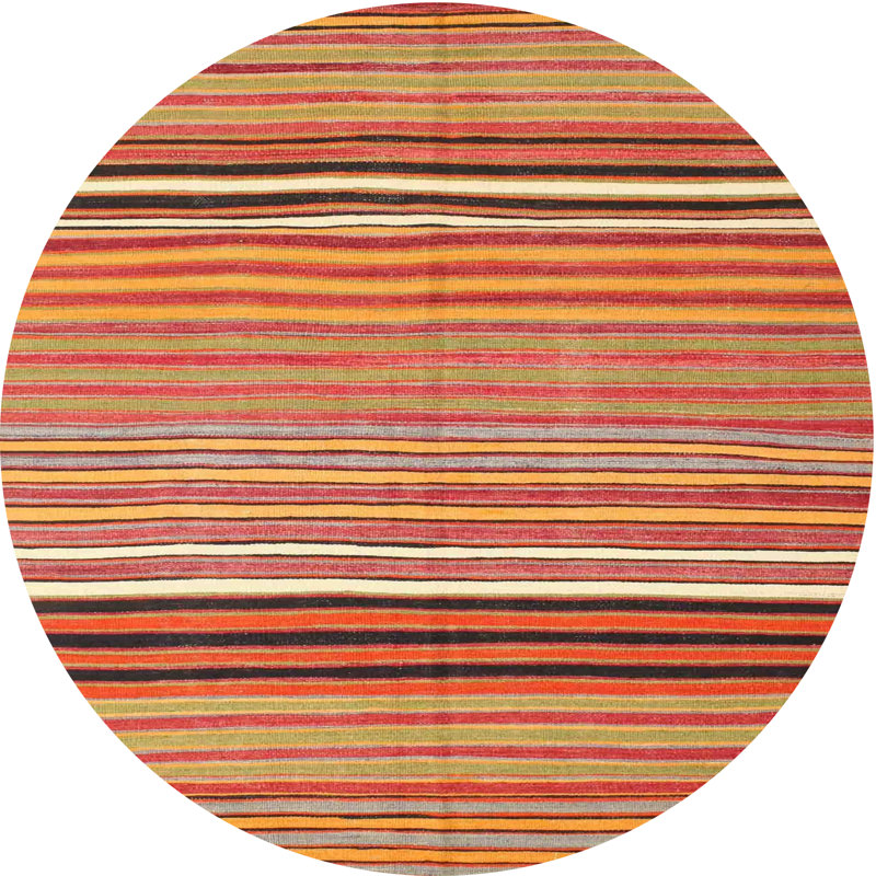 Tapis de zone orange/brun contemporain, Rond 4 pi