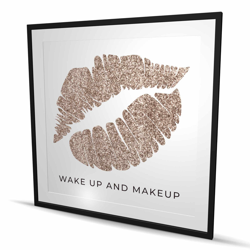 Réveil et maquillage - Motif décoratif encadré doré
