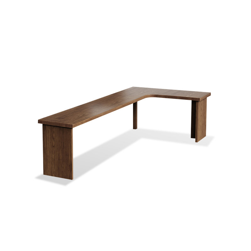 Bureau en bois massif en forme de L brun noisette, H 29,53 po x l 78,74 po x P 47,24 po, Retour à droite
