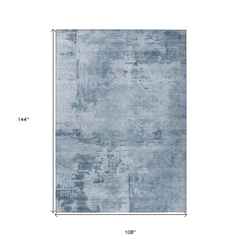 Tapis intérieur lavable abstrait bleu et argent 9 pi x 12 pi HomeRoots