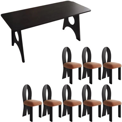 Modern simple black solid wood dining table set