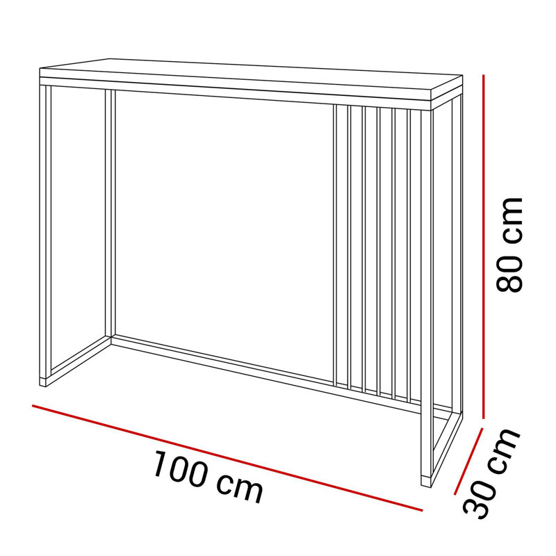 Heston Console Table, White, 80cm H x 100cm W x 30cm D, Black Marble 
