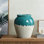 Vase de table décoratif texturé rustique en terre cuite vert 11,4 po H
