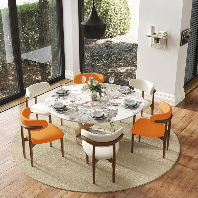Ensemble de 2 chaises de salle à manger Mid-Century modernes, Orange