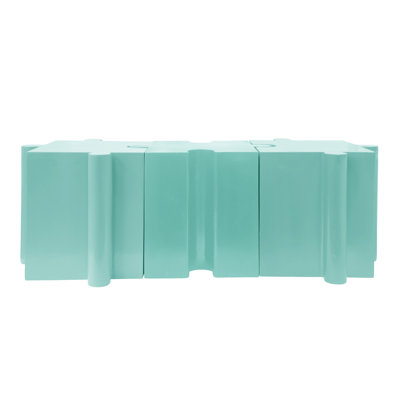 3-Piece Artistic Puzzle Table Set,Modular MGO Side Tables With Interlocking Design (2 Convex & 1 Concave), 200Lb Capacity For Indoor & Outdoor, Light Green & Light Blue Color