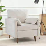 Chenille Cloud Couch, Single Accent Chaise Sofa Couch With Arms, Upholstered Comfy Lazy Sofa Chair, Fixed Leisure Cushion Chair For Living Room, Bedroom