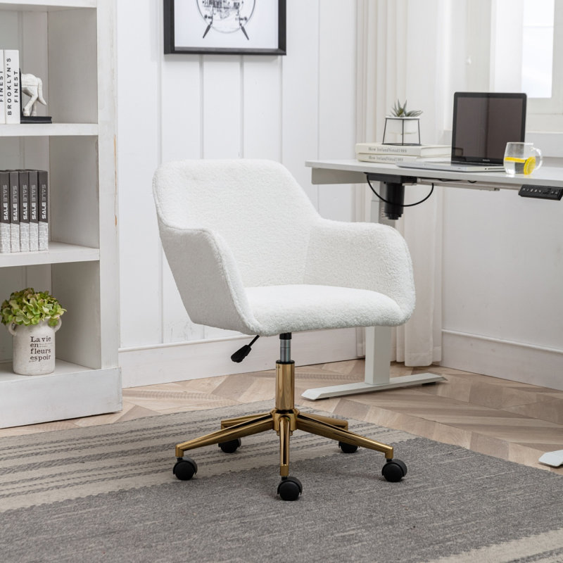 Adailyn Wool Office Chair, White
