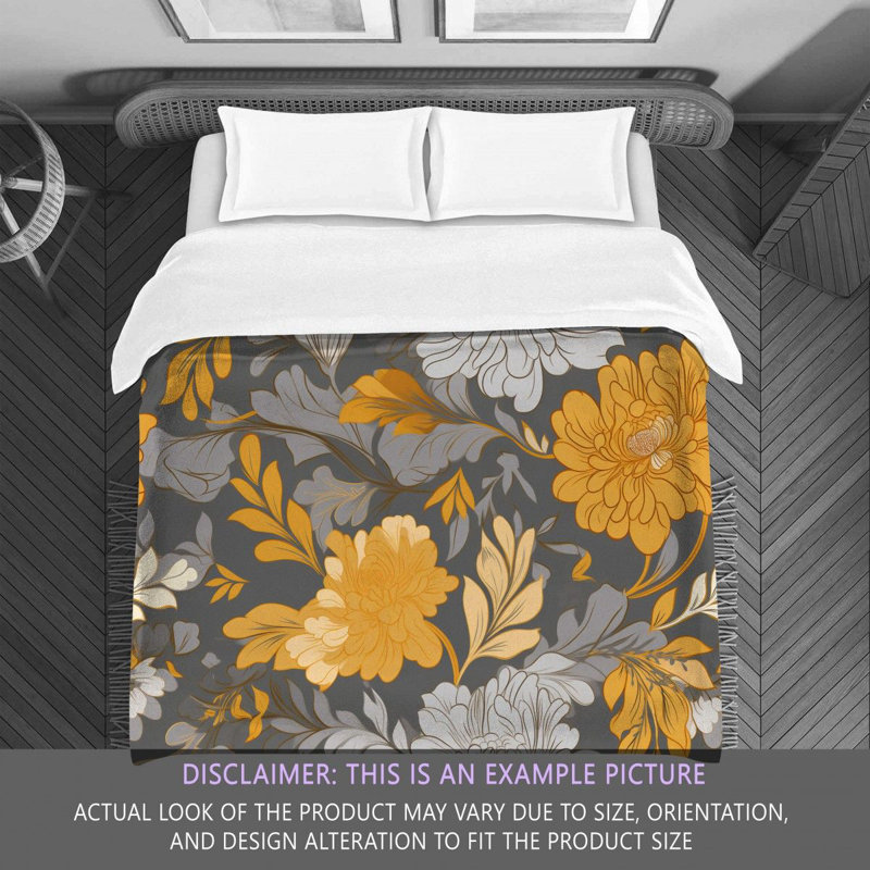 Machine Printed Comforter, Twin Extra Long Comforter, Gold/Silver Floral