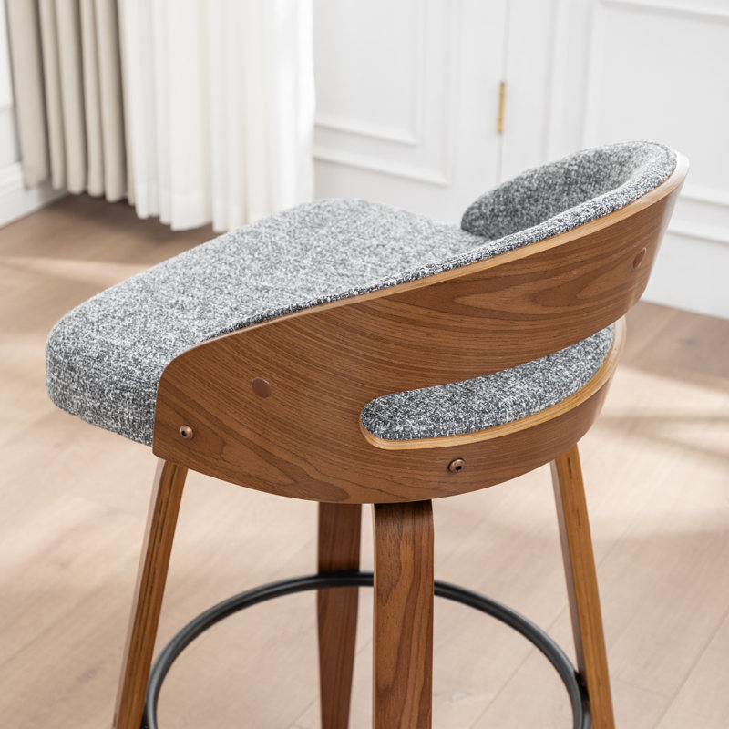 Swivel Upholstered Counter Stool, Grey, Bar Stool (63.5cm Seat Height)