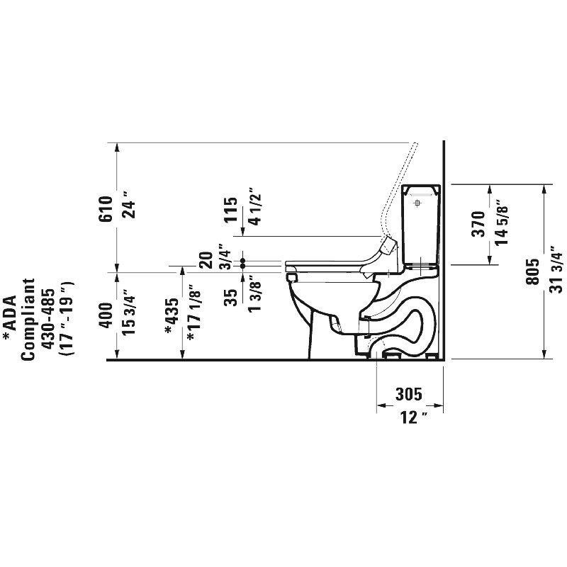 Bol de toilette 1,28 gpf (siège non inclus) Starck 3