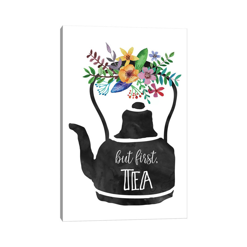 But First Tea by Eden Printables - Print on Canvas, 66.04cm H x 45.72cm W x 1.91cm D, Wrapped Canvas