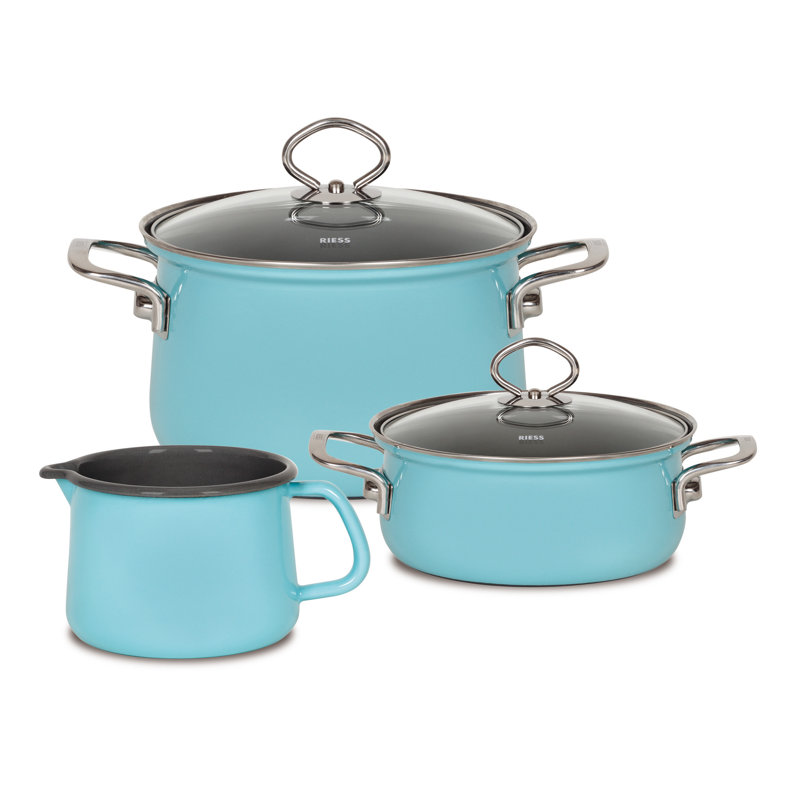 Kristallblau 5 - Piece Enamelware Cookware Set
