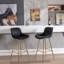 Velvet Fabric Counter Stools with Chrome Footrest, Set of 2-654881956-654881962