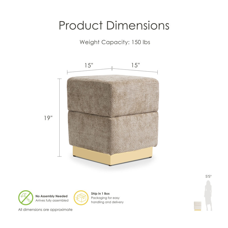 Munt Chenille Ottoman With Hidden Storage Compartment, Gray