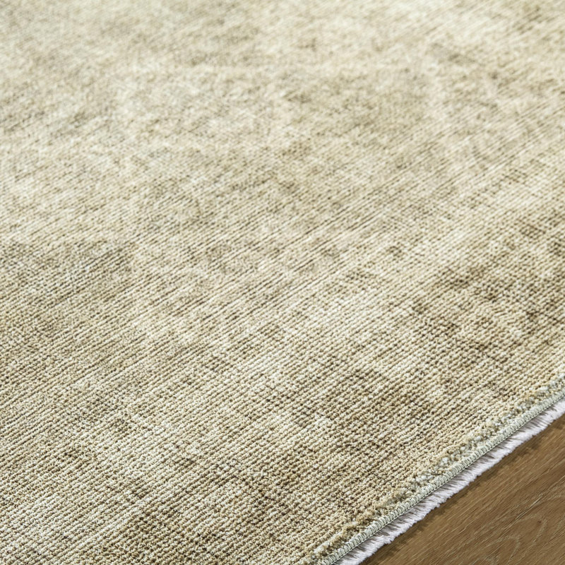 Vintage Beige and Tan Synthetic Rectangular Area Rug 5' x 7'
