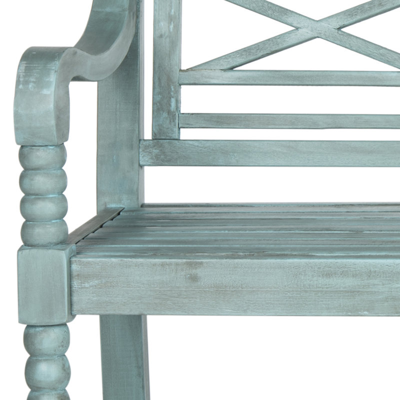 Banc de jardin en bois Paull, Bleu maisonnette de plage