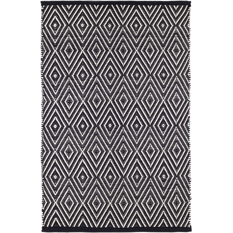 Diamond Black/Ivory Handwoven Indoor/Outdoor Rug, Rectangle 2' x 3'