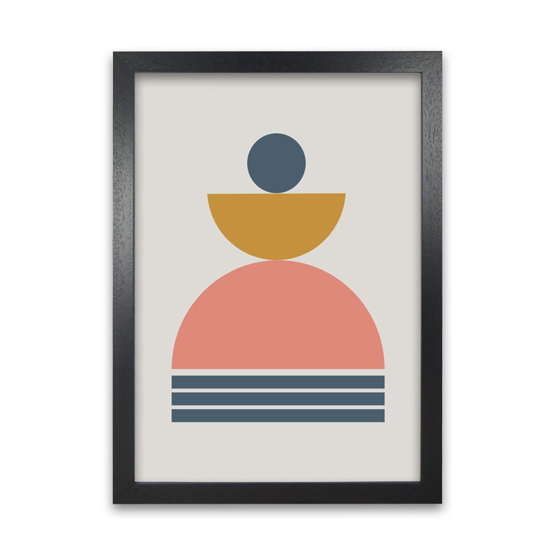 Mid Century Modern On Grey C - Print, 59cm H x 42cm W x 3cm D, Black Frame
