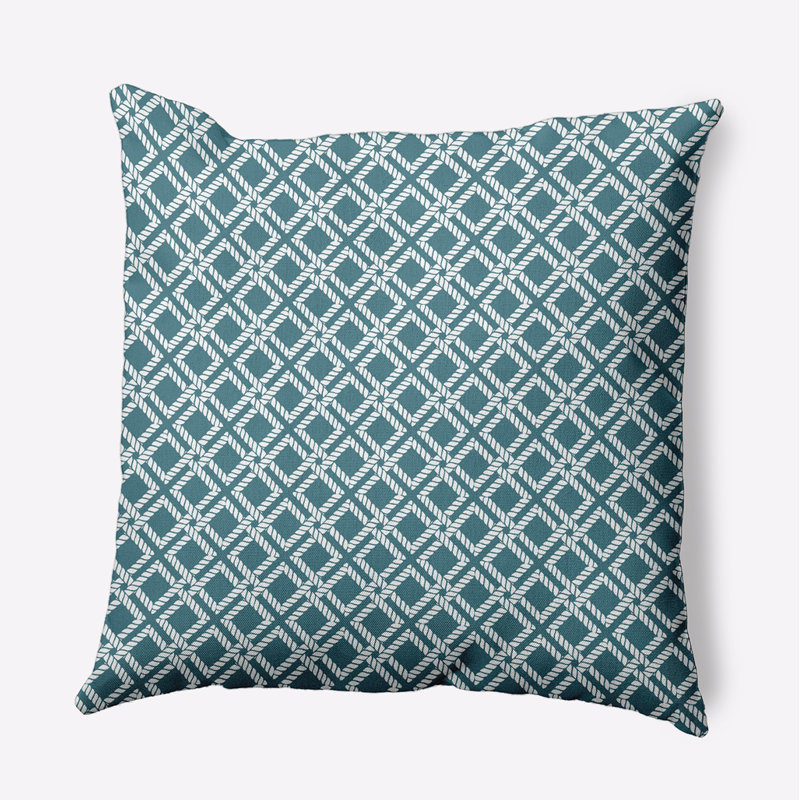 Coussin Nautical Nights, H 16 po x l 16 po, Bleu minéral géométrique