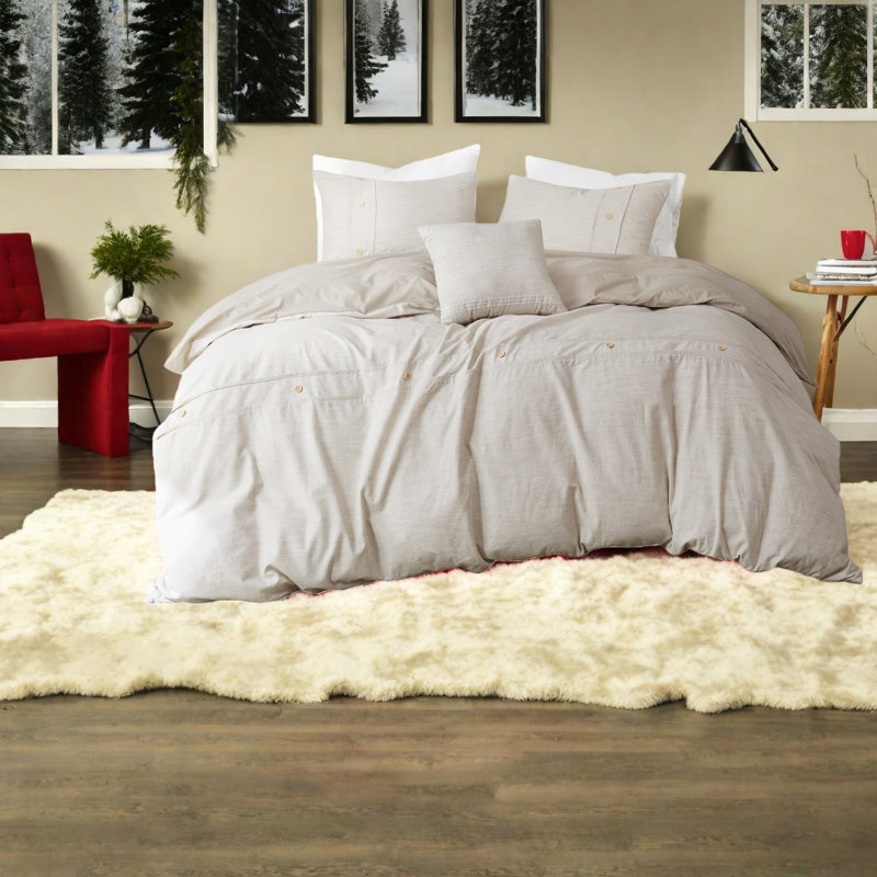 Ensembles de literie en coton biologique surdimensionnés Full Queen Modern Farmhouse Home