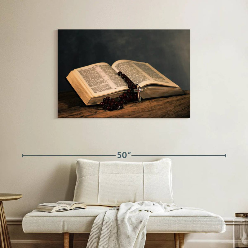 Rosaire Adella sur la bible, H 26 po x l 39 po