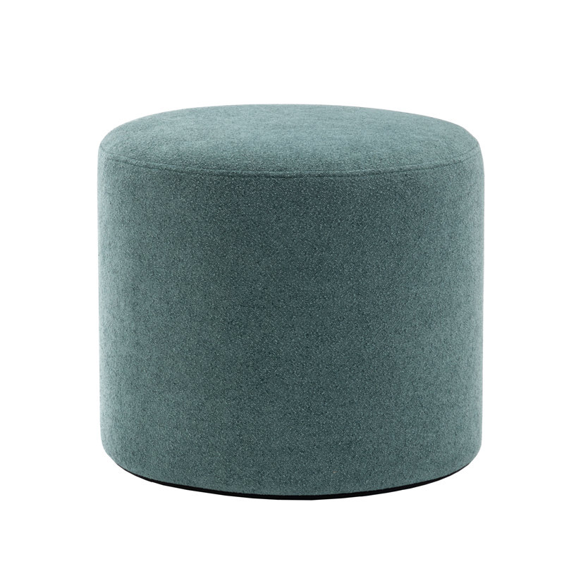 Upholstered Pouf, Dark Teal Boucle