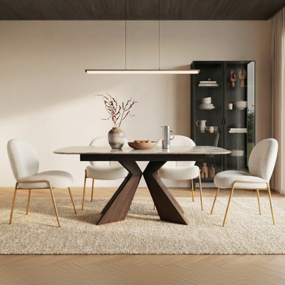 Table de salle à manger à plateau en céramique extensible de 55 po à 78 po Emilio Modern