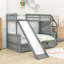Lit superposé simple au-dessus de double à 2 tiroirs avec glissière et escalier de rangement-919015158