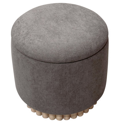 Repose-pieds rond moderne en bois massif et tissu moderne