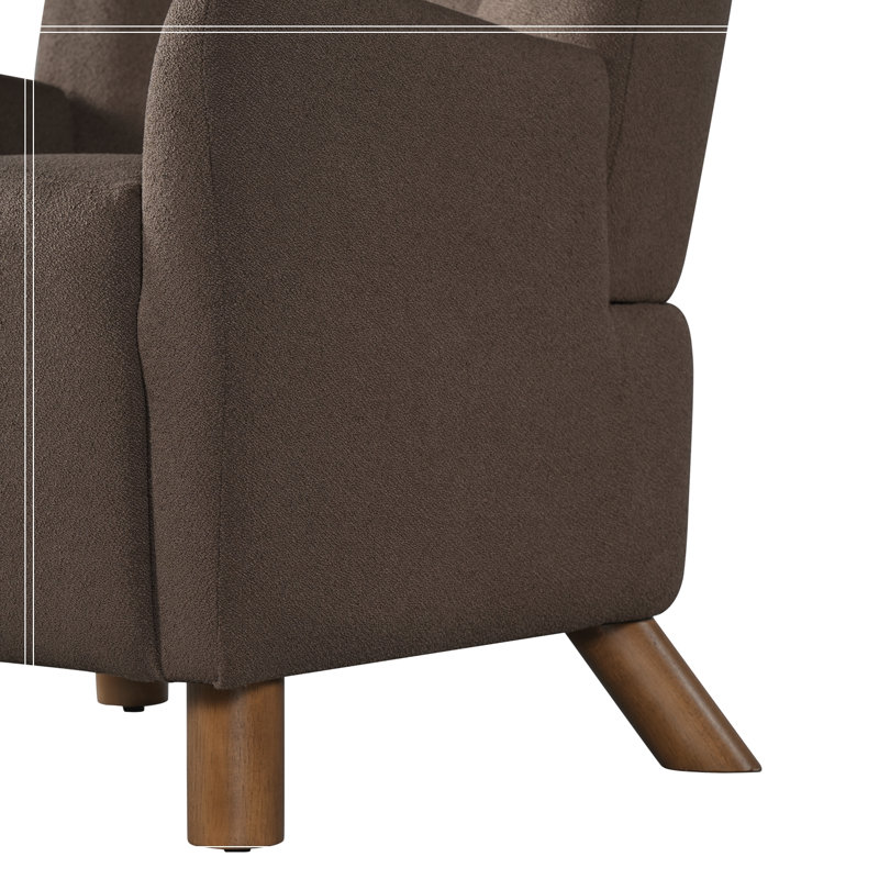 Fauteuil capitonné avec pieds en bois, Brown