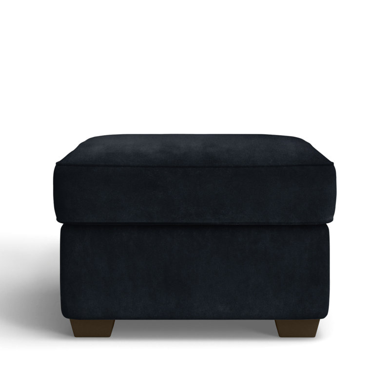 Gemi Upholstered Ottoman, Bella Ink Blue Performance Velvet