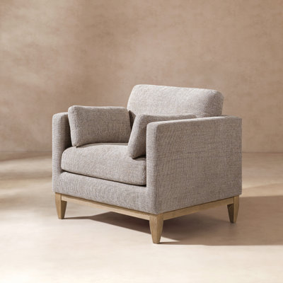 Knox 36" Modern Farmhouse Arm Chair, Stone Taupe Chenille