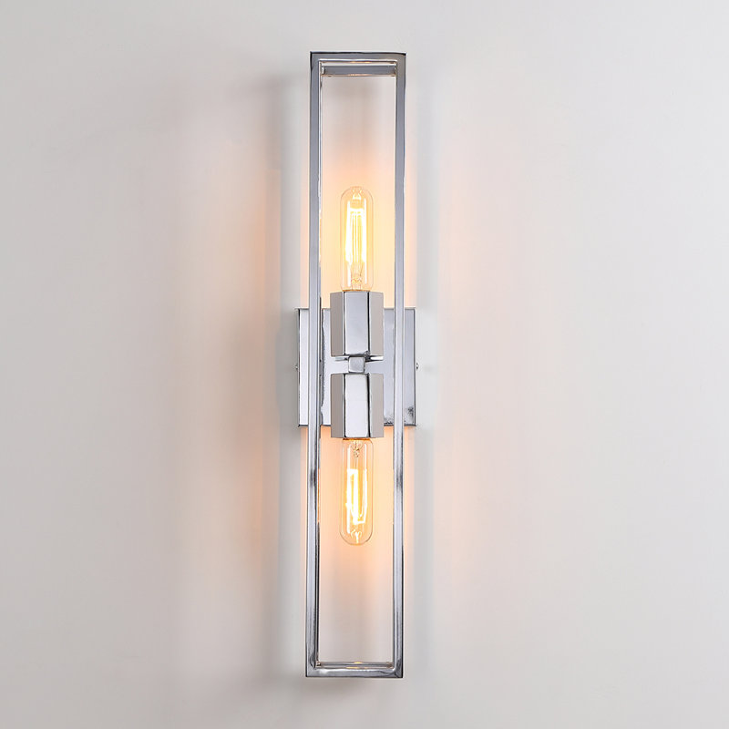Halpin Arlo 2 - Light Metal Frame Wall Scones Square Symmetrical Structured, Chrome