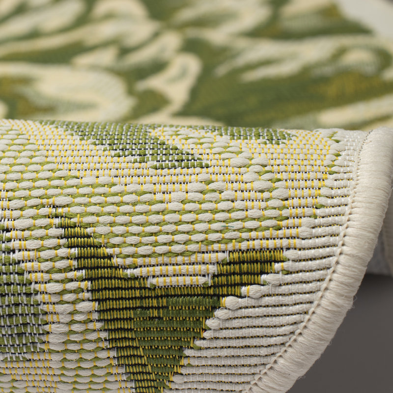 Joll Abstract Polyester Non-Skid Kitchen Mat, Green, Novelty 3'3" x 2'1"
