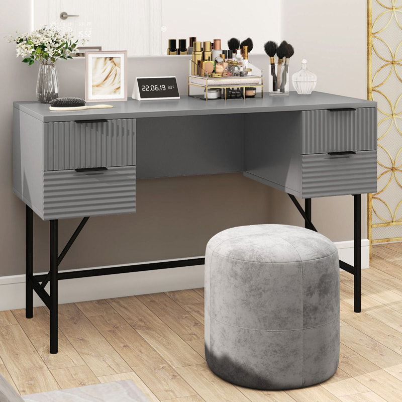 Metal Base Computer Desk, Grey/Black