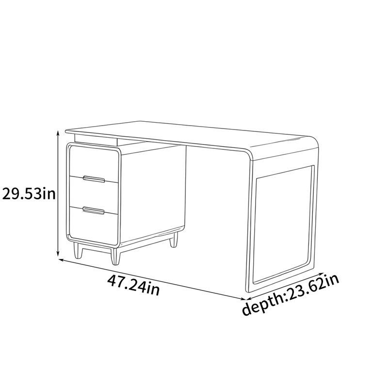 Bureau léger et luxueux, H 29,53 po x l 47,24 po x P 23,62 po