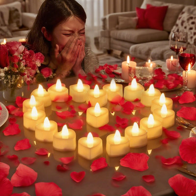 24 bougies en forme de cœur pour chambre à coucher, décorations romantiques pour la nuit spéciale, bougies en forme de cœur jaune, mariage, anniversaire, Saint-Valentin, décoration de maison de vacances, cadeaux de Noël