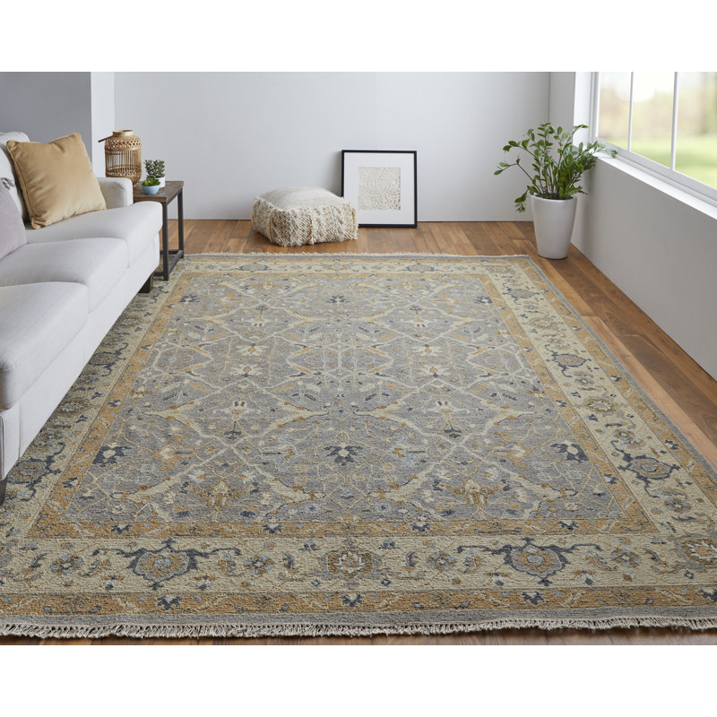 Corbitt Wool Oriental Area Rug in Gray, Rectangle 7'9" x 9'9"