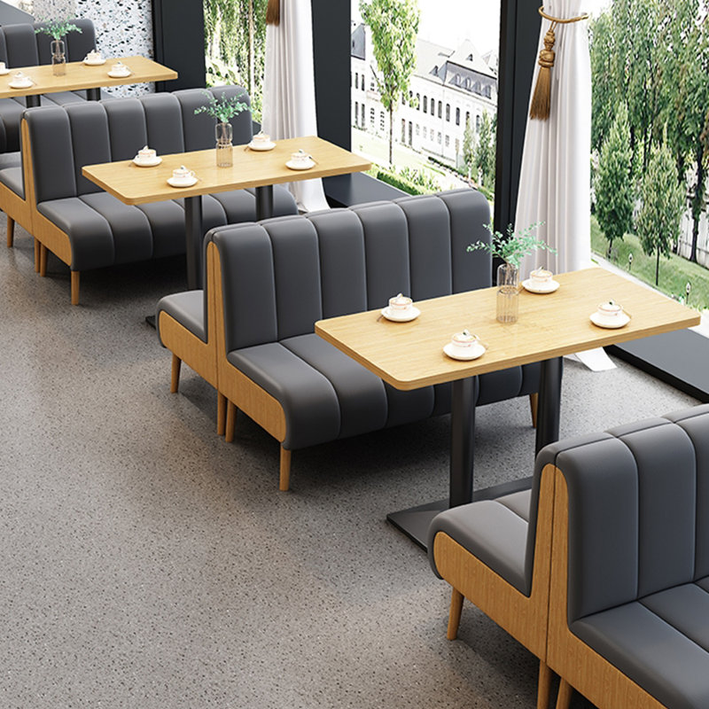 Modern Simple Cafe Dessert Shop Restaurant Bench Faux Leather Upholstered Bench, Gray