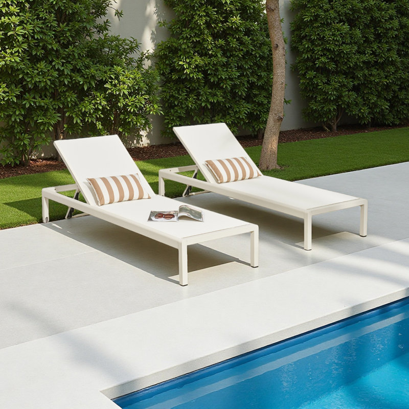 Chaise longue (ensemble de 2), Blanc