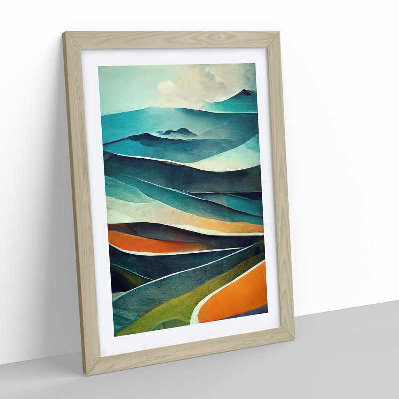Mountain Landscape Abstract No.4 - Framed Print, 34cm H x 25cm W x 2cm D, Oak