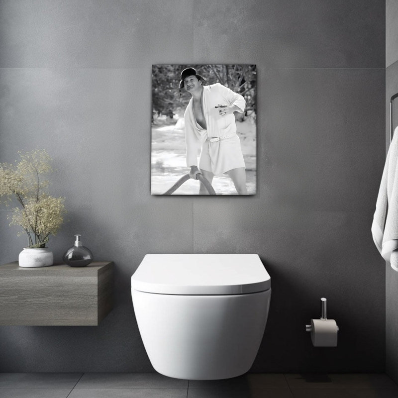 "P&L Art", "Drôle de peignoir", art mural sur toile, noir et blanc original, H 24 po x l 20 po