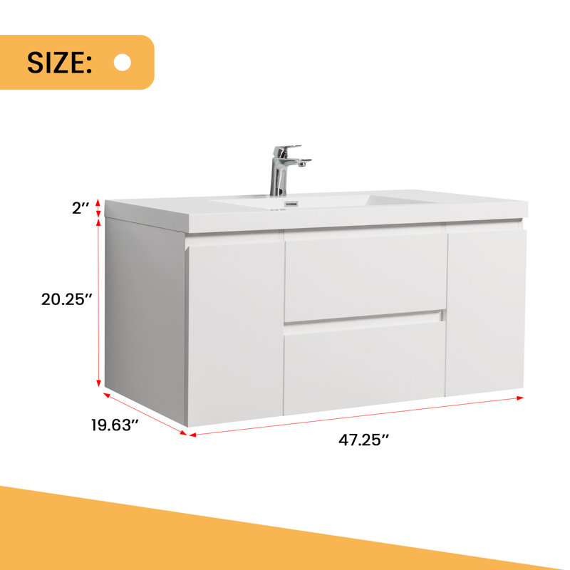 Meuble-lavabo simple avec plateau de meuble-lavabo 47,25 Rasia, Blanc lustré
